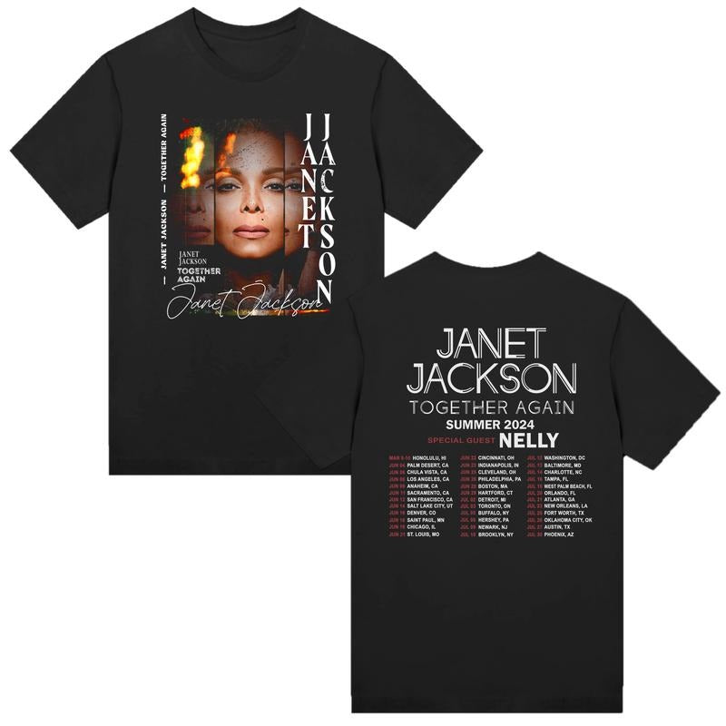 Janet Jackson Together Again 2024 Tour Shirt Janet Jackson Graphic T-Shirt Merch Unisex T-shirt for Men Women Fans Shortsleeve Menswear Topstyle{n002}2