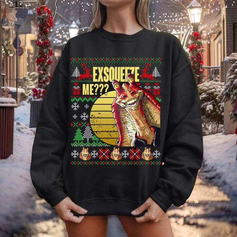 Jar Jar bink Ugly Christmas Shirt, Exsqueeze Me Shirt, Jar Jar Binks Christmas Sweatshirt, Funny Christmas Shirt