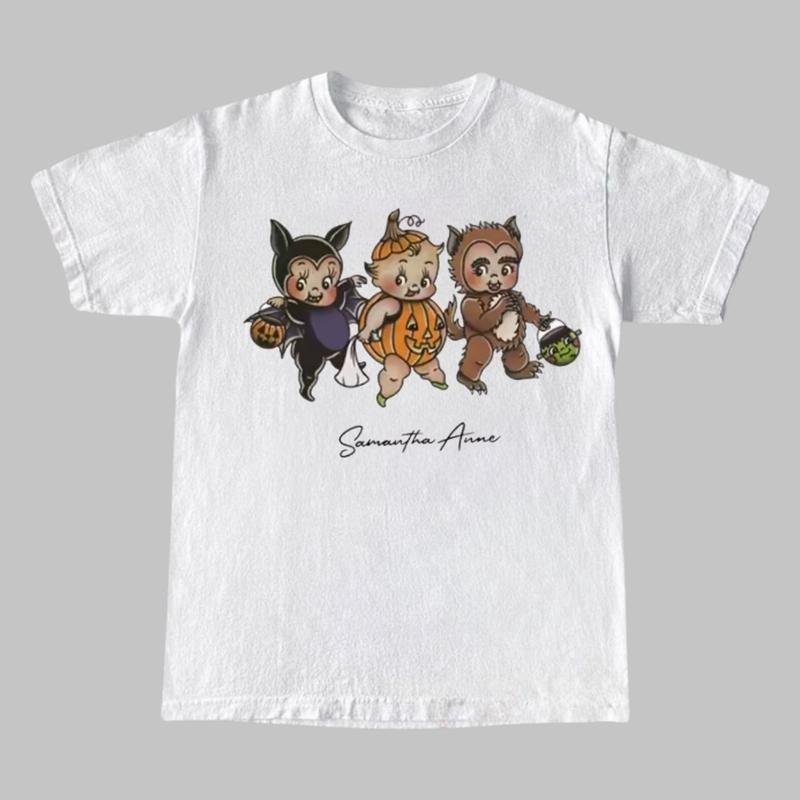 Kewpie Halloween Trick Or Treating T-Shirts, Retro Pumpkin Bat T Shirt, Kewpie Tshirt, Halloween Tshirt, Love Kewpie, Meme Cringe Funny Dumb Shirts, Retro Funny Kewpie Tee, Kewpie Lovers Gift, Gift For Men, Gift For Women