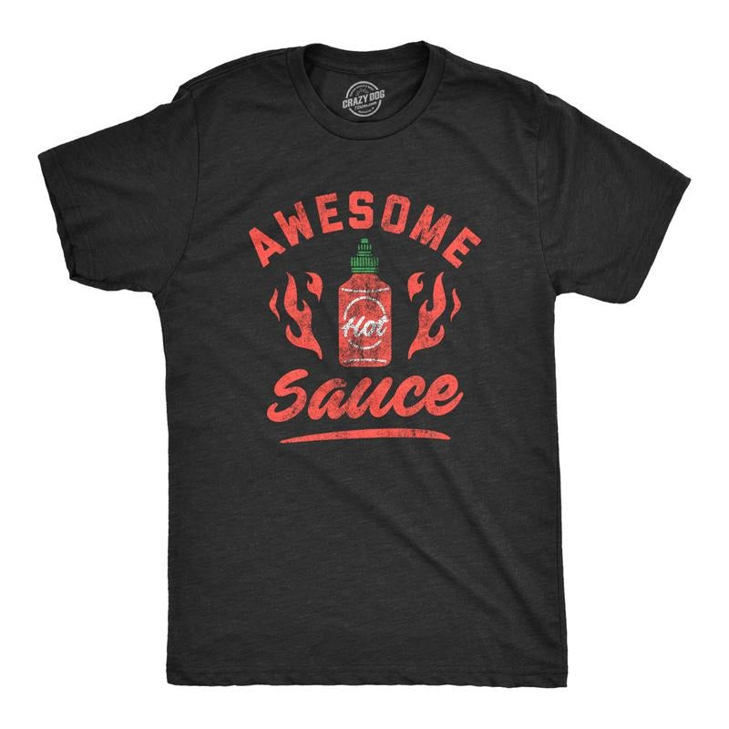 Mens Awesome Sauce T Shirt Funny Saying Cool Nerdy Tee Fun Joke for Foodie Mens Funny T Shirts Cool Tees Soft Stylish Casual Menswear Black