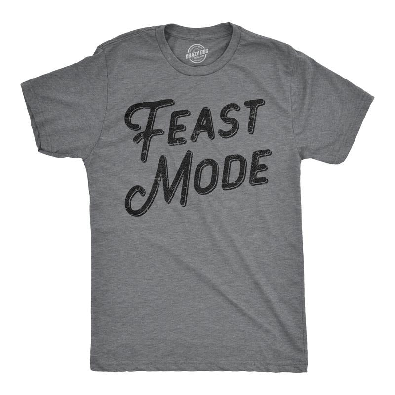 Mens Feast Mode T Shirt Funny Thanksgiving Dinner Tee Mens Funny T Shirts Cool Tees Soft Stylish Casual Menswear Thanksgiving Apparel for Men Funny Food Short Sleeve Novelty Tees for Guys Dark Grey