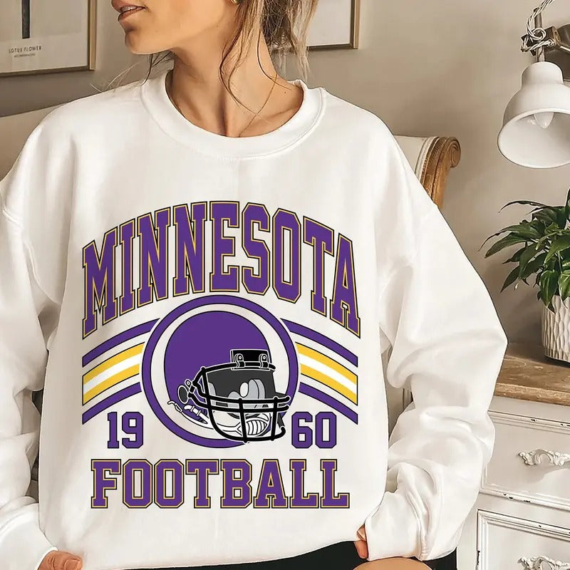 Minnesota Football Sweatshirt, Football Fan Crewneck, Retro Minnesota Football Gift for Women, Minnesota Clothing, Football Sweatshirt