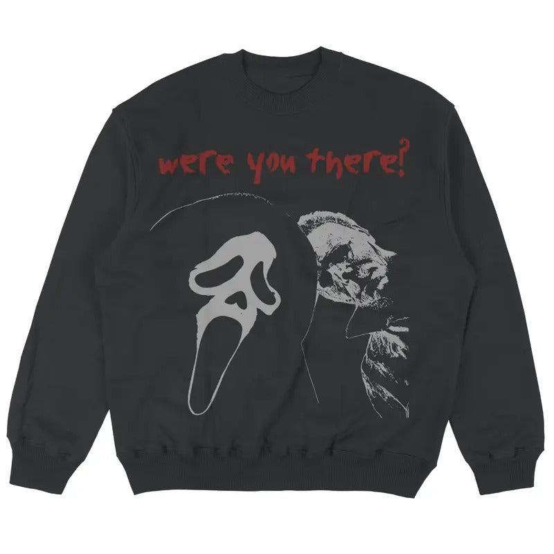 Scream/Myers "Were You There" Sweatshirt, Michael Myers Shirt, Ghostface Shirt, Scream Movie Shirt, Halloween Movie Graphic Tee, Spooky Season, Halloween Party, Horror Halloween Movie Shirt, Halloween Gift, Fall Seasona Menswear Hoodie