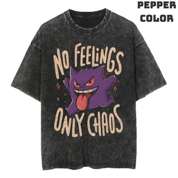No Feelings, Only Chaos Vintage Graphic Tees, Gengar T-Shirt, Pokemon Shirts, Pokemon Stuff, Unisex Anime Manga Shirt Top Menswear