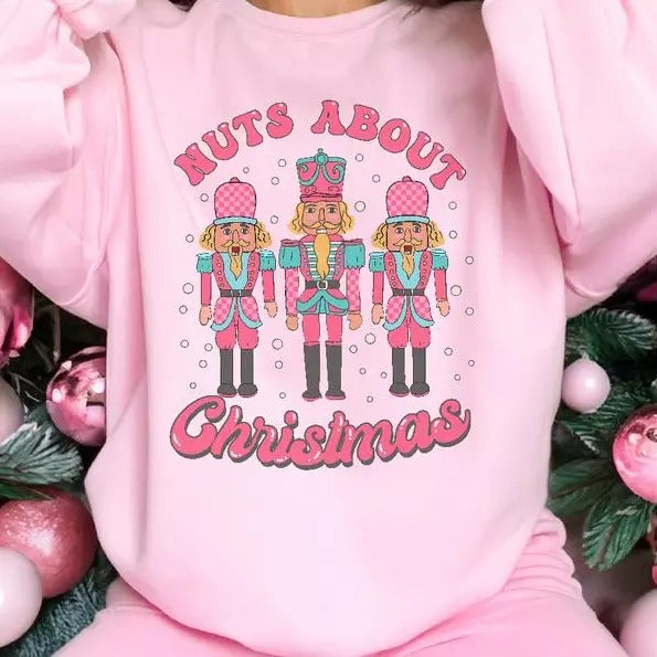 Nuts about Christmas, Funny Christmas Sweater, Vintage Winter Retro Sweatshirt, Retro Winter, Ugly Christmas, Women Sweatshirt, Boho Holiday, Tee Print