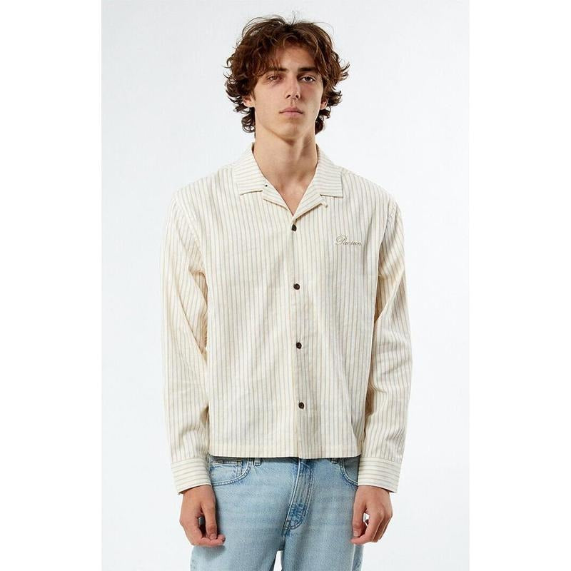 PacSun Men's Long Sleeve Stripe Camp Shirt