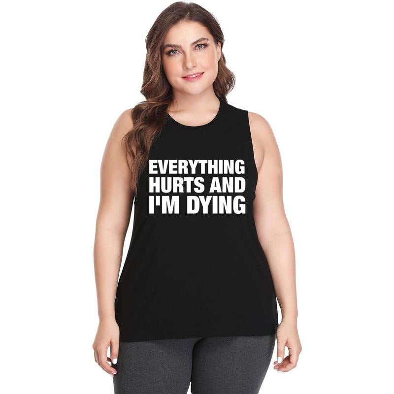 Plus Size Workout Tank Tops for Women-Womens Novelty Funny Saying Fitness Gym Racerback Sleeveless Shirts made in usa