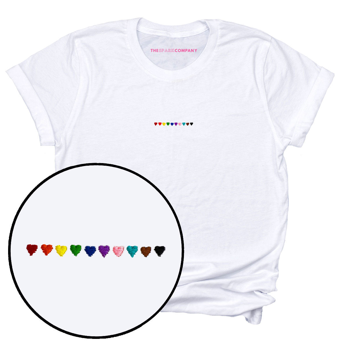Pride Hearts Embroidered T-Shirt
