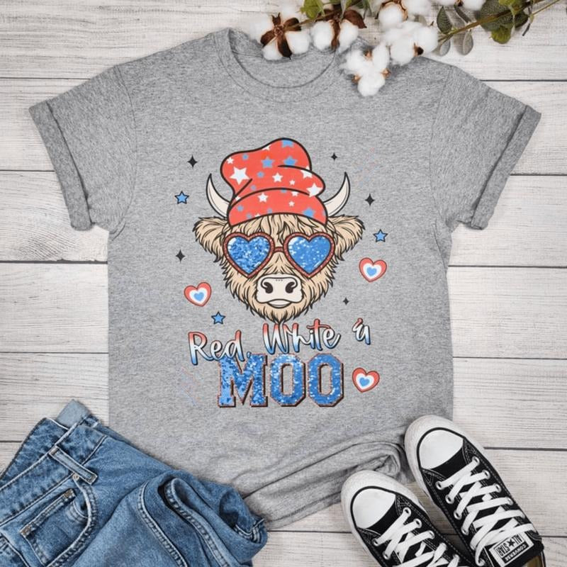 Red, White and Moo Graphic T-shirt