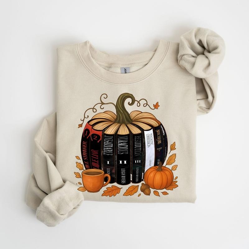 Retro Cozy Season Leigh Rivers Book Sweatshirt, Little Stranger, Insatiable, Voracious, Restitution, Little Liar, Chokehold, Satanic Shadows, Psychotic Obsession, Womens Halloween Pumpkin Season T-Shirt, Cute Pumpkin Shirt