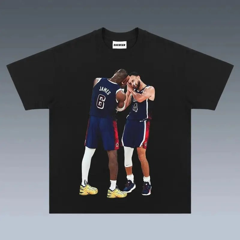STEPHEN CURRY & LEBRON JAMES T-Shirt VINTAGE Usa Basketball Team Graphic Tee Shirt for Men Women