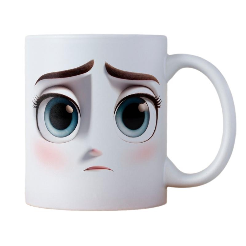 Sad Face 3d Effect Funny Face Mug, Drinkware Gift, Coffee Lover Gift, Funny Mug Gift, Sarcastic Gift Mug, Novelty Coffee Mug, Gifts For Besties Friends, 11 15oz Ceramic Cup, Gifts For Birthday Christmas