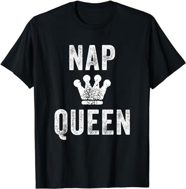 Sarcastic Work Shirts, Nap Queen Crown Funny Sleeping Power Napping Girl Champion T-Shirt Menswear Top
