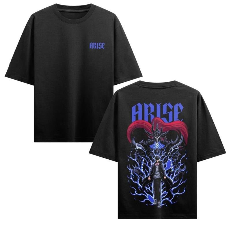 Solo Leveling Arise Shirt Featuring Sung Jin-Woo & Beru, Shadow Summoning Anime Graphic Tee, Arise Command Fan Design