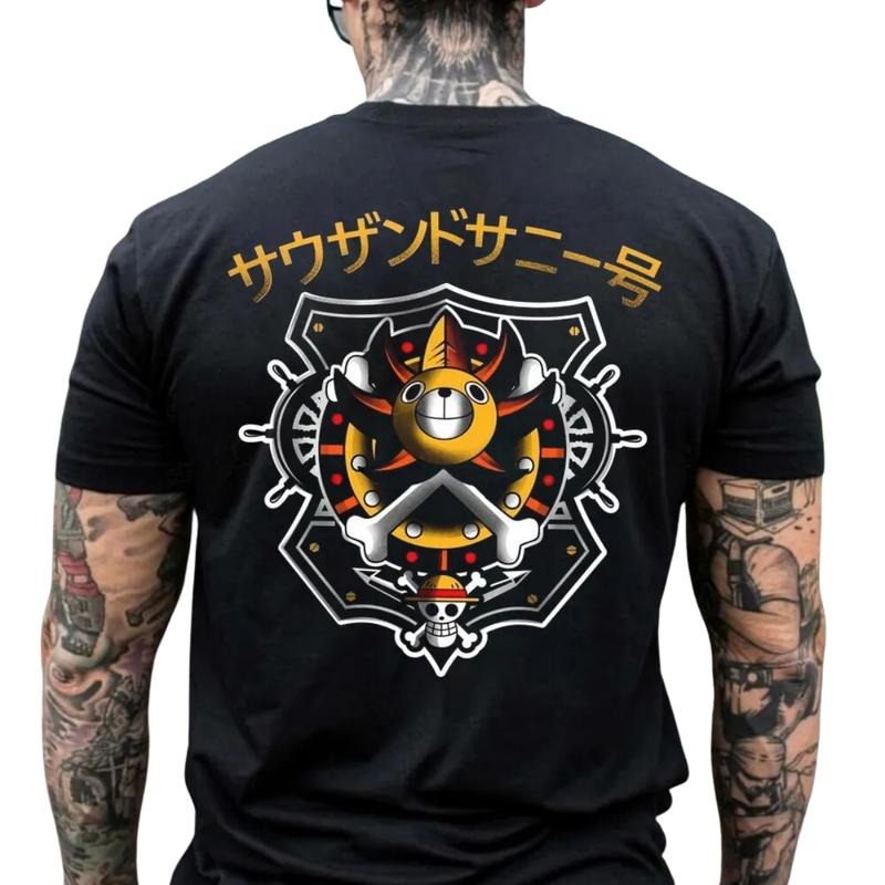 Thousand Sunny no.1 One Piece Black Tee, Thousand Sunny Shirt, Thousand Sunny Merch, One piece Shirt, Onepiece Merch, Thousand Sunny no.1 One Piece Shirt, Gift For Fan, Anime Graphic Shirt, Trendy Shirt Menswear Top Tshirt Crewneck Tshirt Crewneck
