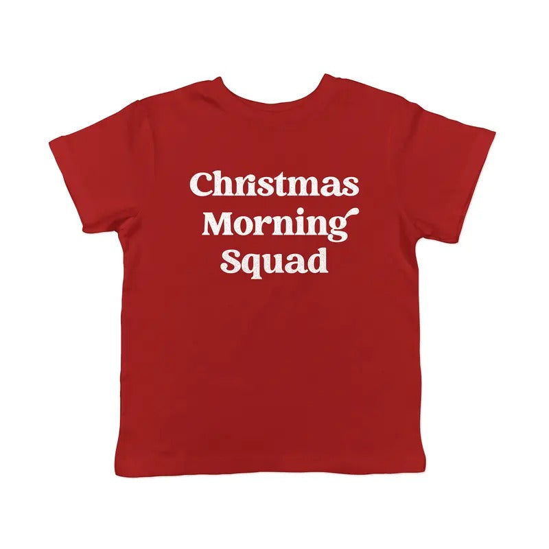 Toddler Christmas Morning Squad T Shirt Funny Xmas Party Family Novelty Graphic Tee For Children Funny Toddler Shirts Christmas Apparel for Toddler Childrens Graphic Tees Red