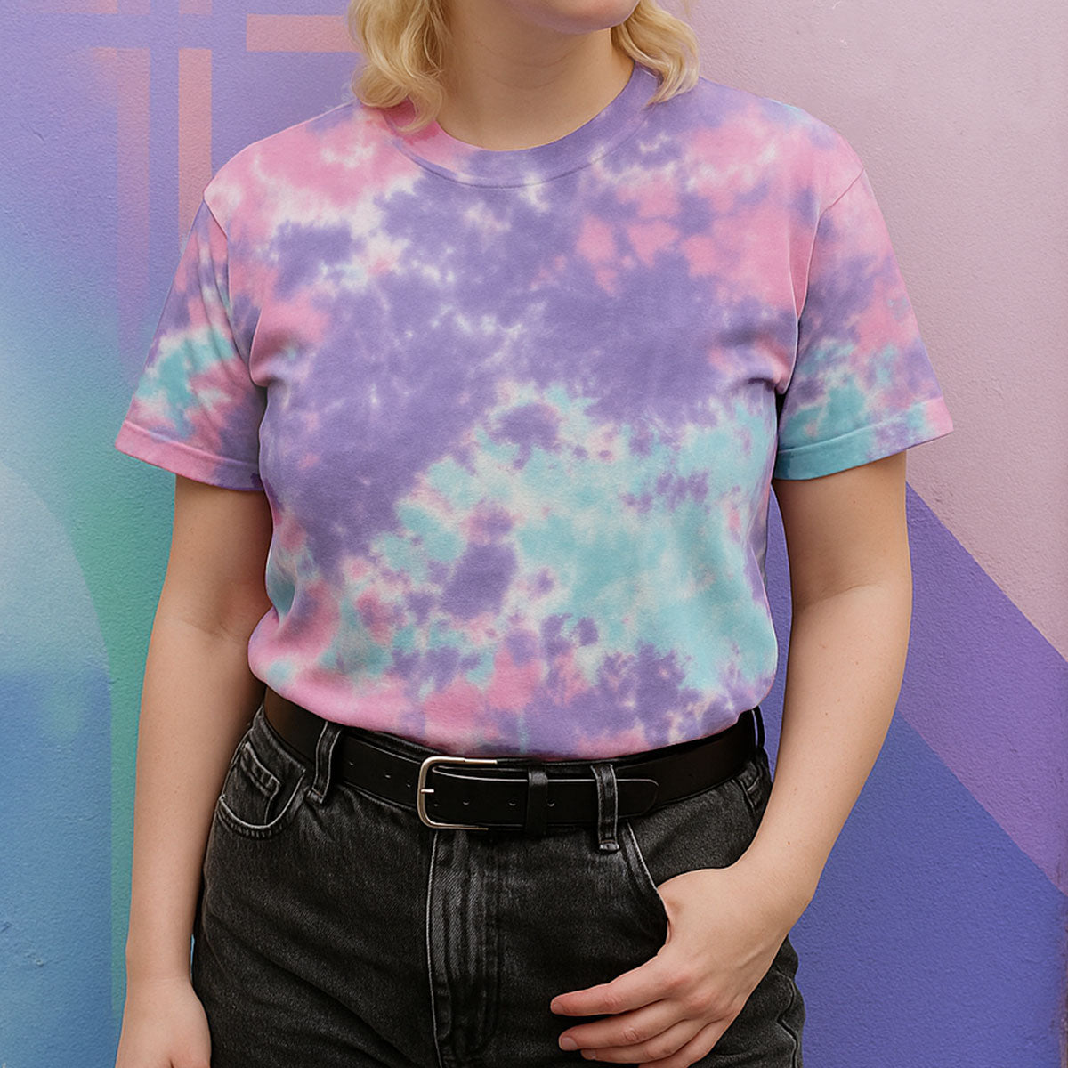 Trans Flag Inspired Tie Dye T-Shirt