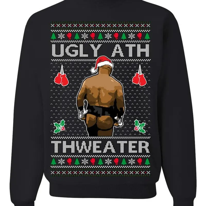 Ugly Ath Sweater Merry Chrithmith, Mike Tyson Butt Viral Ugly Ass Boxing Fight Meme Men Women Funny Ugly Christmas Sweater Ugly Christmasstyle{n002}2