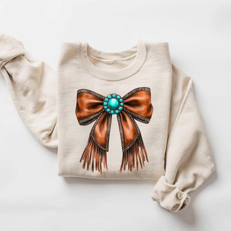 Western Coquette Bow Sweatshirt, Cowgirl Sweatshirt, Country Sweater, Western Graphic Shirt, Trendy Sweater, Coquette Bow Tee
