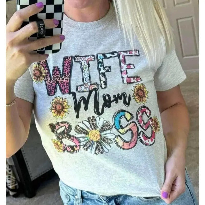 Wife Mom Boss Graphic T-shirt