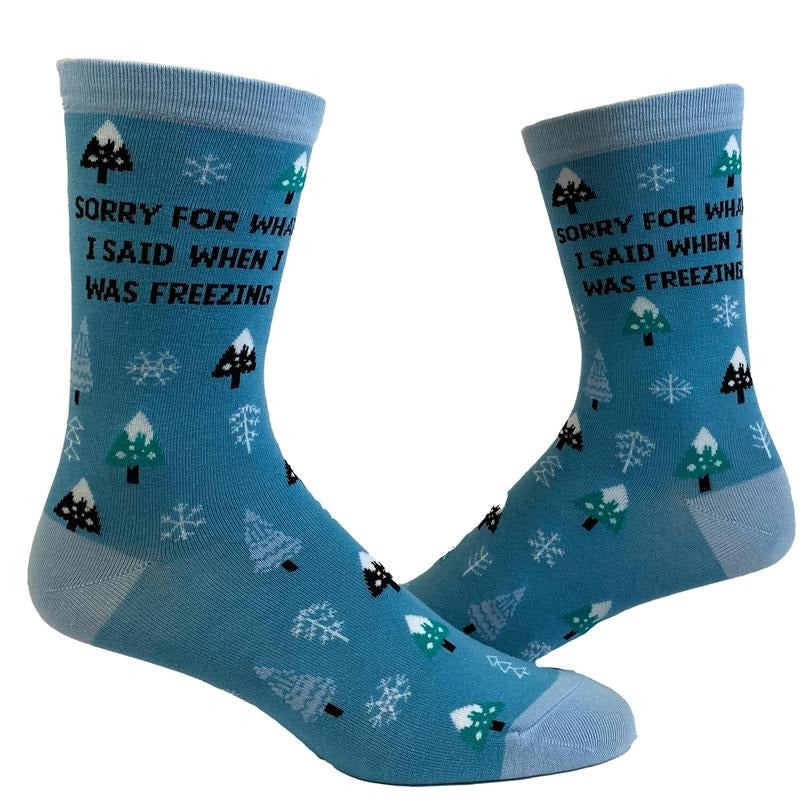 Women's Sorry For What I Said When I Was Freezing Socks Funny Winter Cold Snow Graphic Novelty Footwear Funny Graphic Socks Comfortable Fitted Spandex Cotton