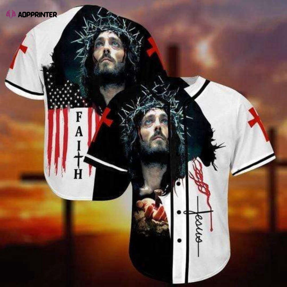 Colorful Jesus Faith American Flag Baseball Jersey Full Size Adult Unisex - Aopprinter