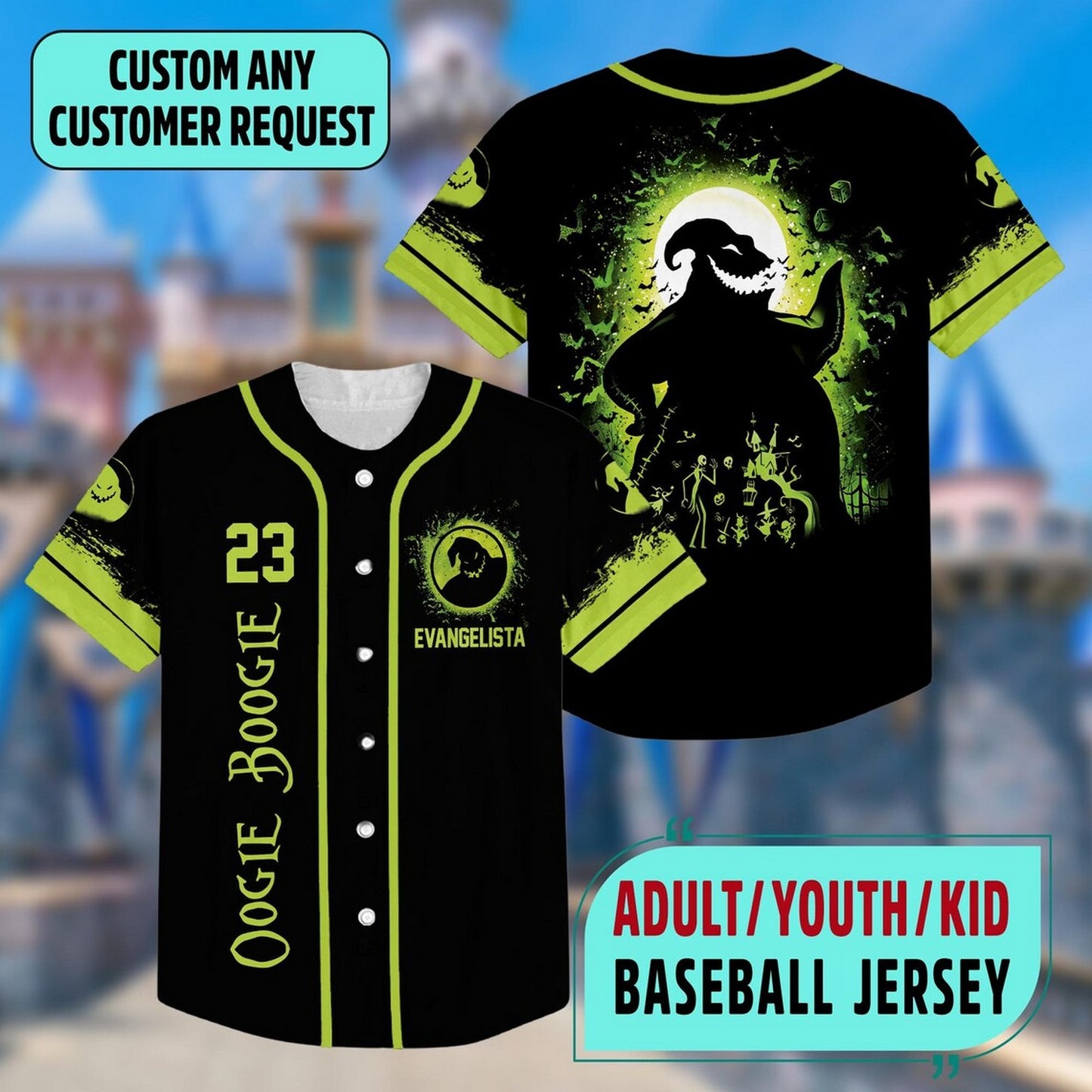 Custom Name And Number Funny Ghost Oogle Boogle Black Baseball Jersey
