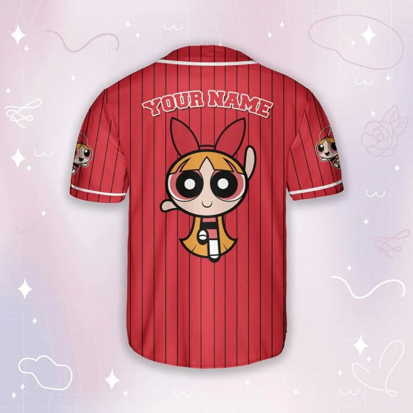 Custom Name Blossom Funny Powerpuff Girls 90s Red Baseball Jersey
