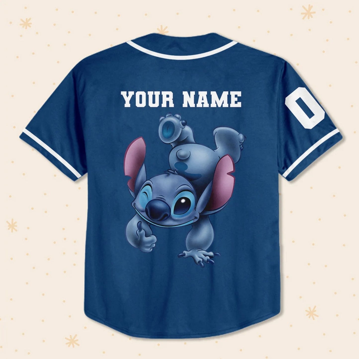 Custom Name Disney Stitch Blue Funny Baseball Jersey