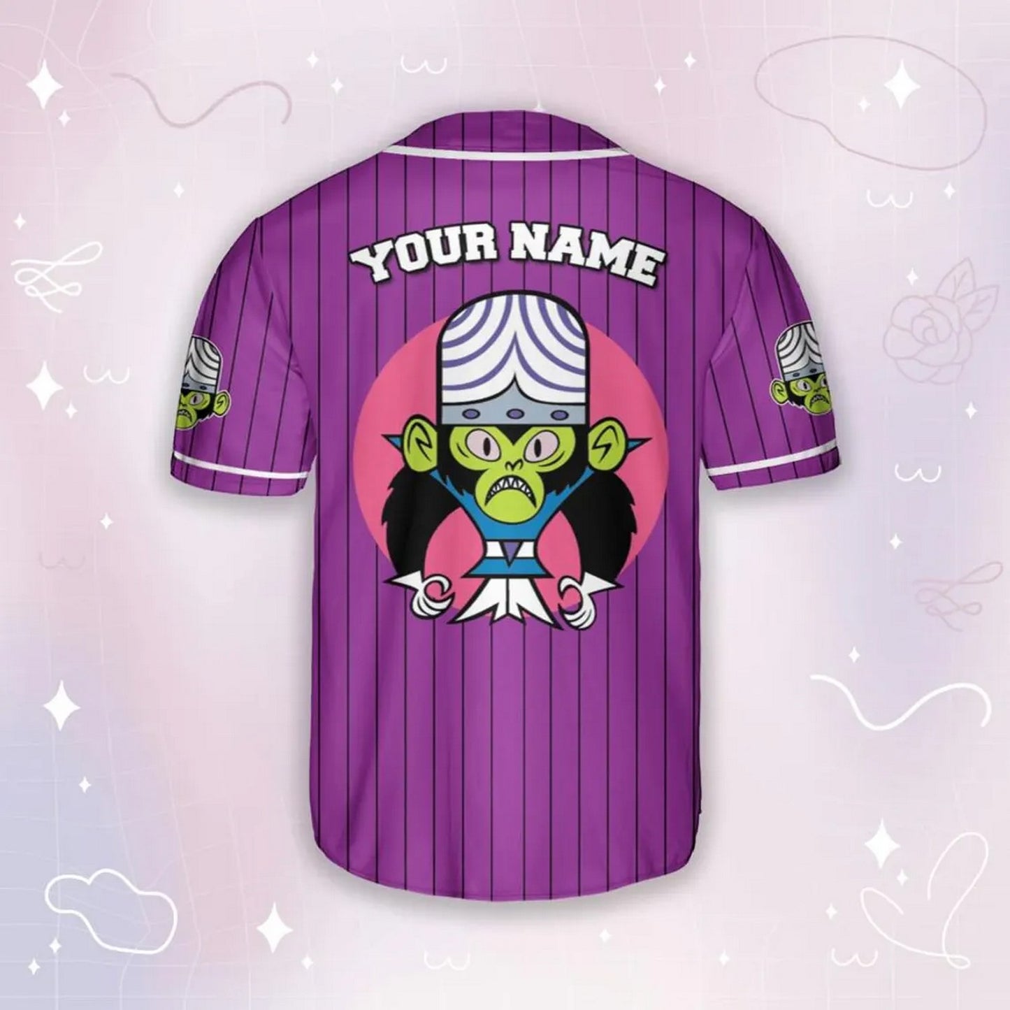 Custom Name Mojo Jojo Funny Powerpuff Girls 90s Violet Baseball Jersey