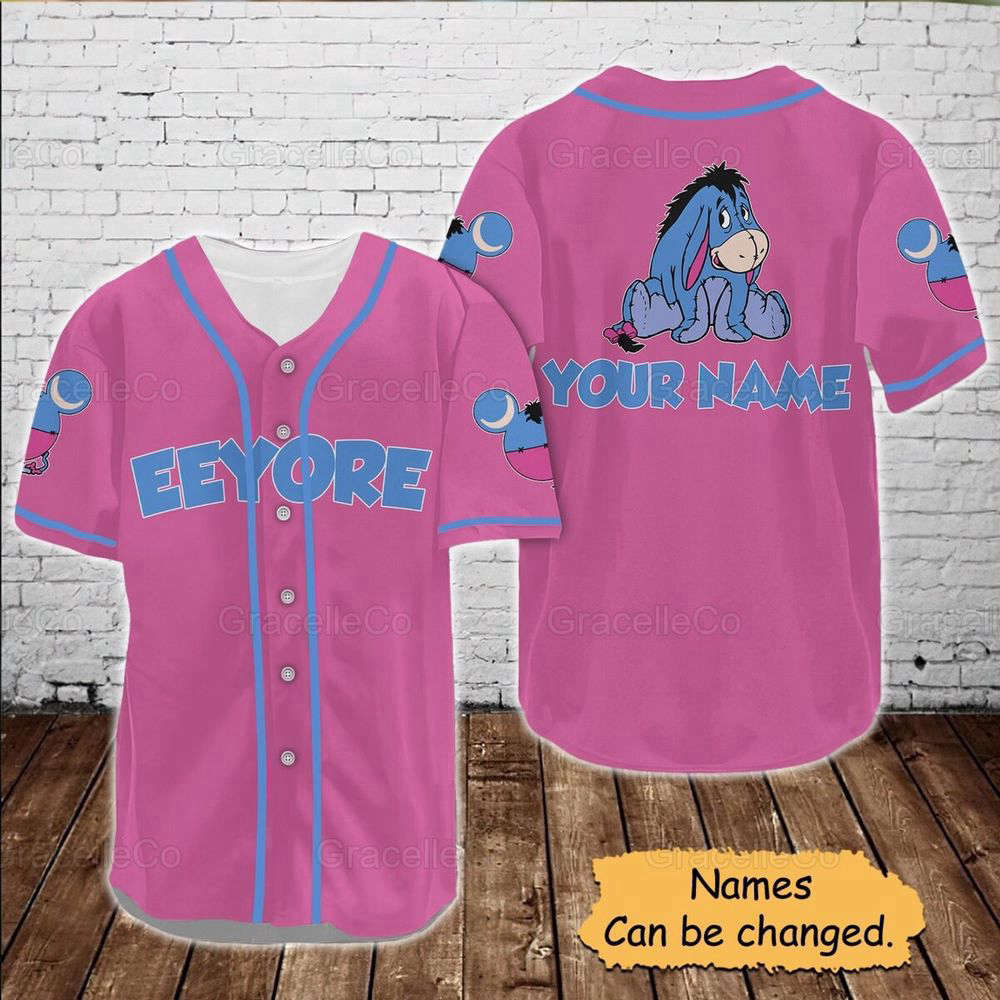 Eeyore Custom Baseball Jersey Shirt, Disney Eeyore Jersey Shirt, Disney Trip Baseball Shirt, Eeyore Donkey Disney Tee, Funny Disney Shirt. - Aopprinter
