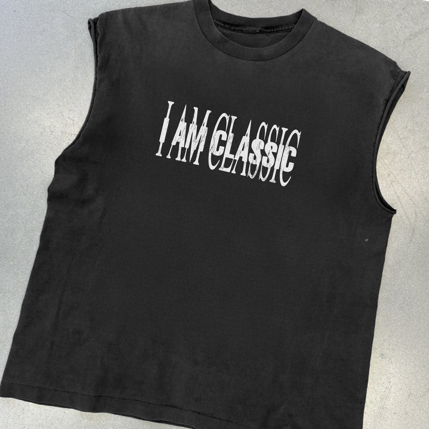 I AM CLASSIC BLACK CUT- OFF TSHIRT
