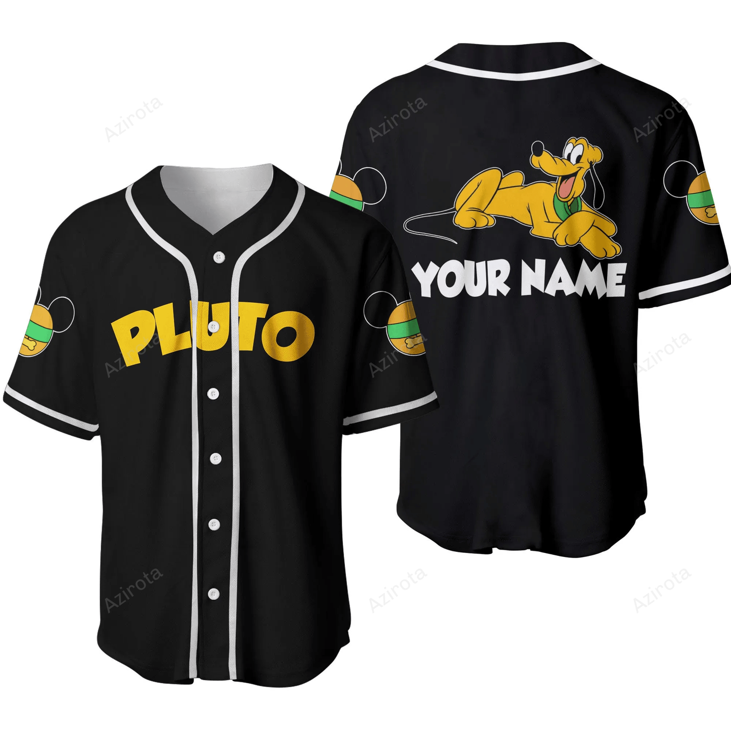 Pluto Dog Chilling Yellow Disney Unisex Cartoon Graphic Casual Outfits Custom Personalized Baseball Jersey