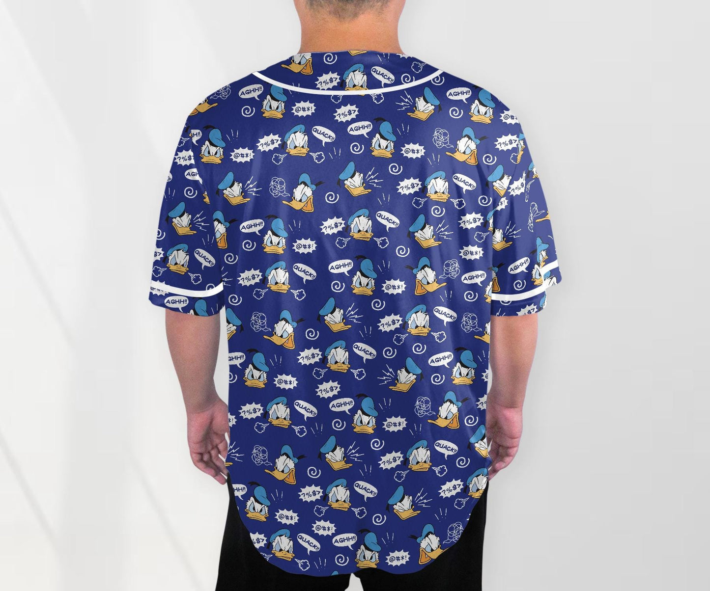 Donald Baseball Jersey Shirt, Funny Duck Button Up Shirt, Comic Style Jersey Gift for Adults, Unisex Cartoon Jersey