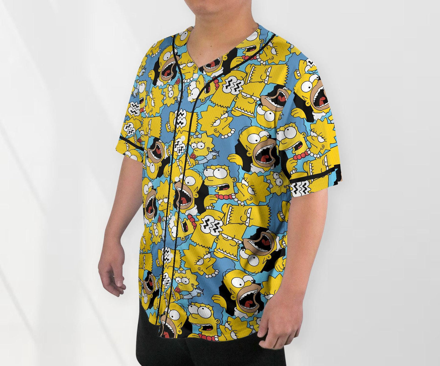The Simpsons Baseball Jersey Shirt, Cartoon Family Button Up Shirt, Funny Comic Style Unisex Jersey, Simpsons Shirt Gift