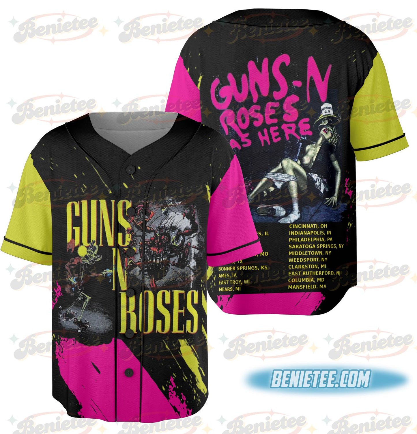 Guns and Roses Concert Band Shirt, American Hard Rock Band Shirt