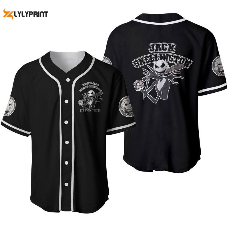 Jack Skellington Disney Cartoon Graphics All Over Print Unisex Baseball Jersey - lylyprint.com