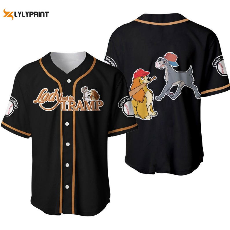 Lady & The Tramp Dogs Disney Cartoon Graphics All Over Print Unisex Baseball Jersey - lylyprint.com