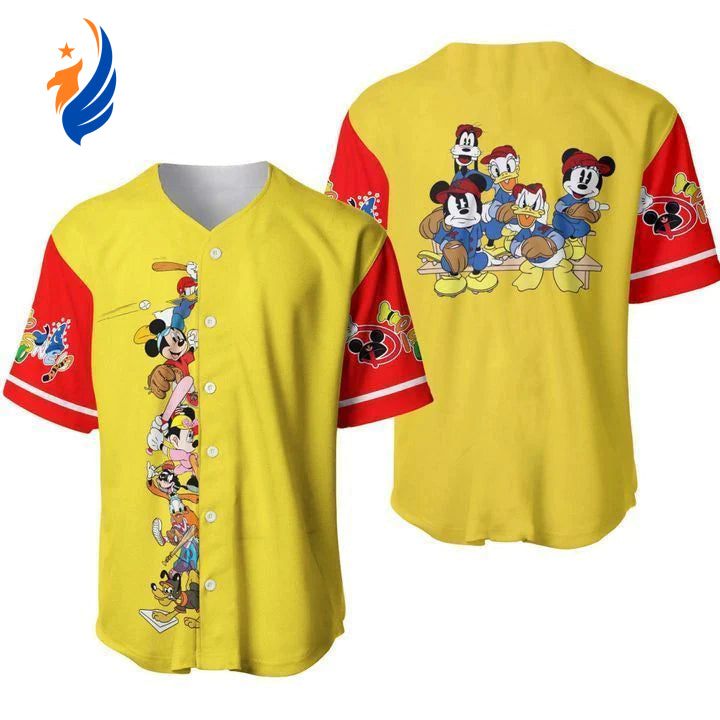 Disney Mickey Mouse and Friends Player Graphic Jersey - Mickey Baseball Shirt for Disney Fans - Bafud