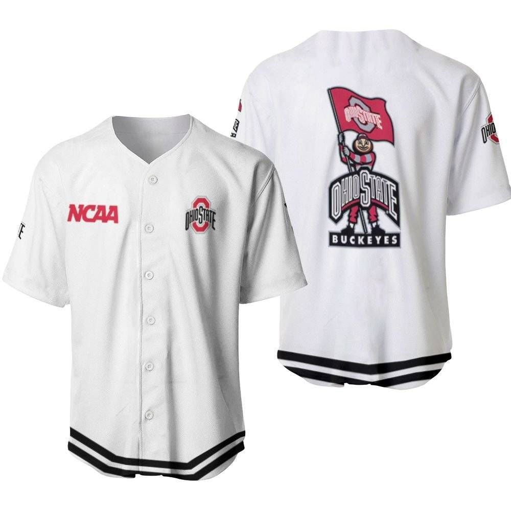 Ohio State Buckeyes Classic White With Mascot Gift For Ohio State Buckeyes Fans Baseball Jersey Gifts for Fans - lylyprint.com
