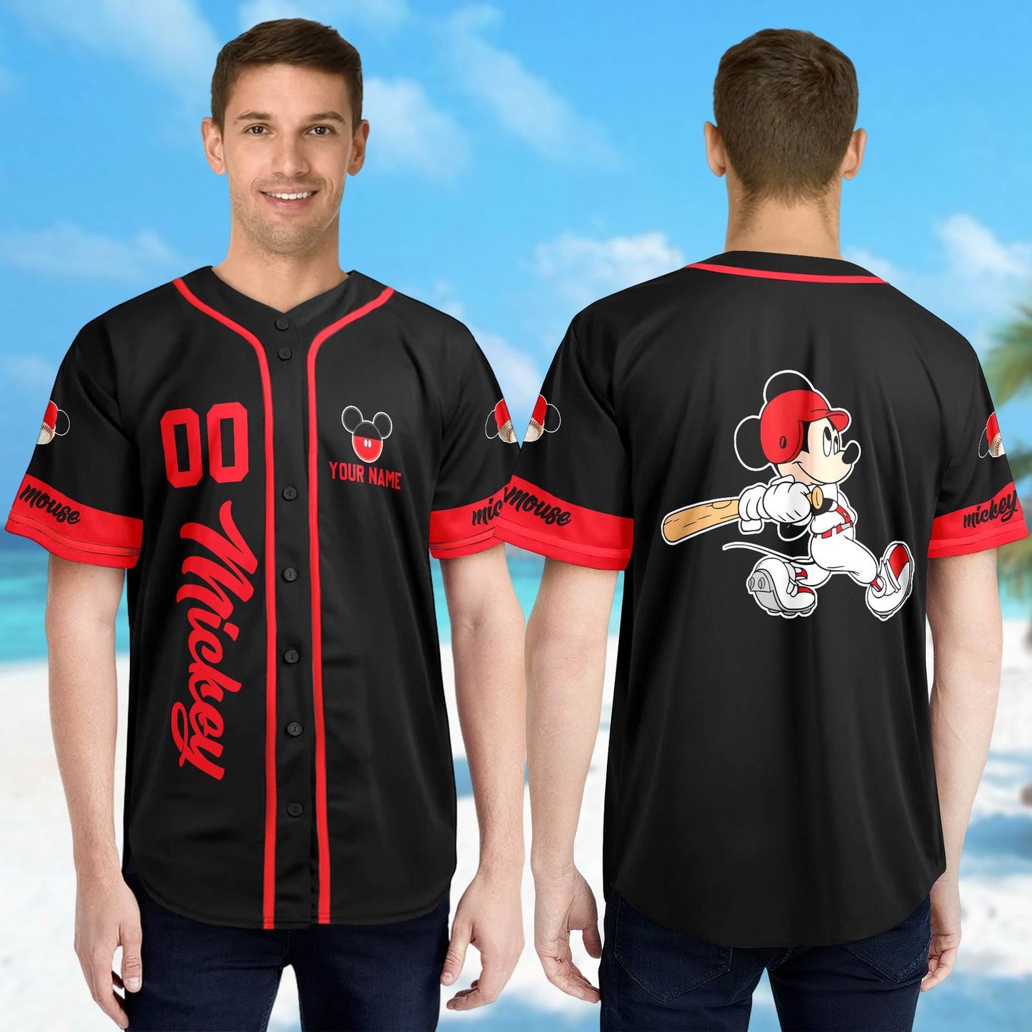 Custom Personalized Mickey Mouse Baseball Jersey: Funny 3D Printed Shirt Ideal Birthday Gift for Kids - Bafud