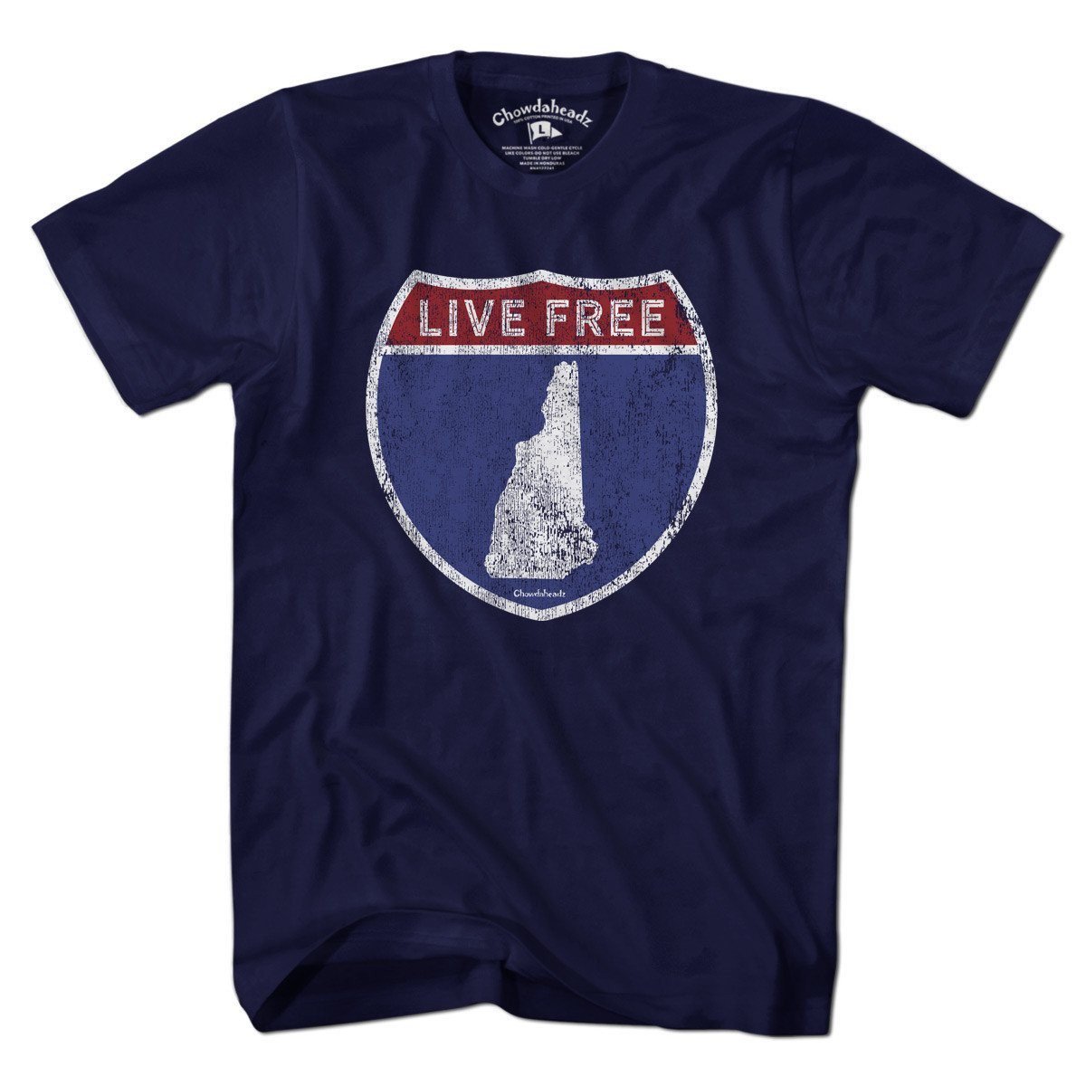 Live Free New Hampshire Highway Sign T-Shirt