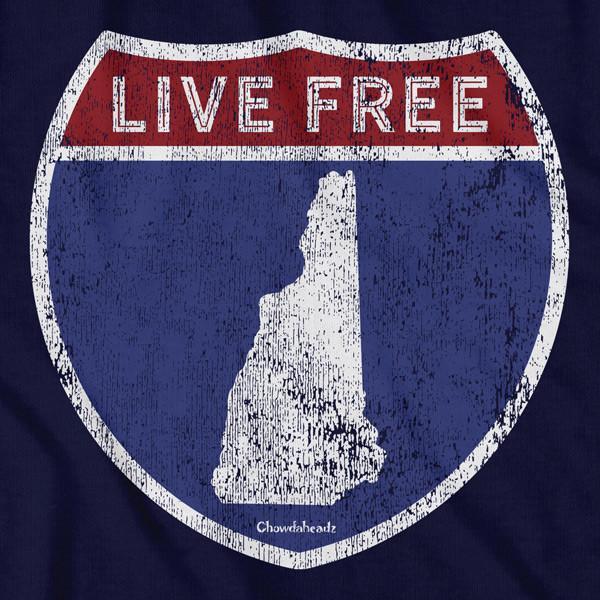 Live Free New Hampshire Highway Sign T-Shirt