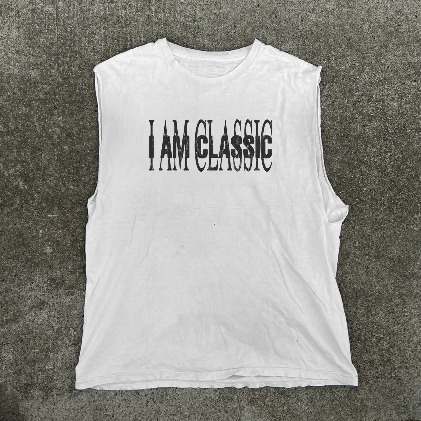 I AM CLASSIC WHITE CUT- OFF TSHIRT