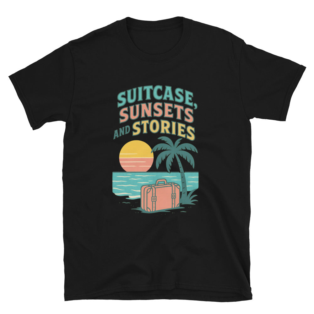 Suitcase, Sunsets, And Stories T-Shirt