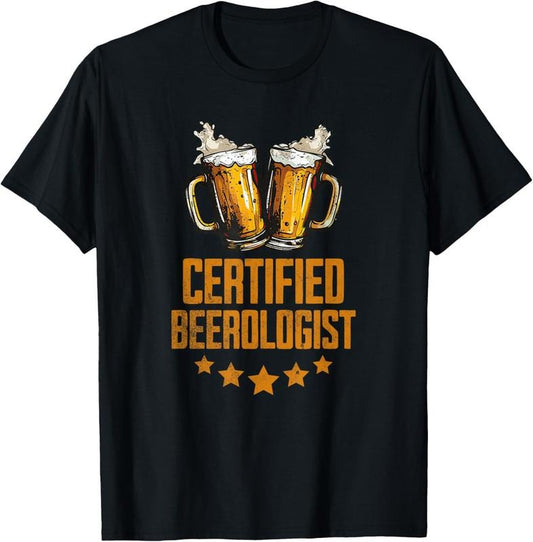100% Cotton Certified Beerologist Funny Expert Beer Lover Tee T-Shirt
