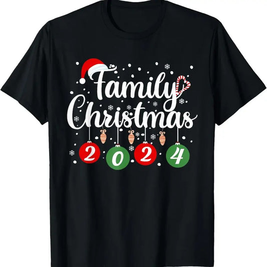 100% Cotton Family Christmas 2024 Xmas Holiday Pajamas Family Vacation T-Shirt