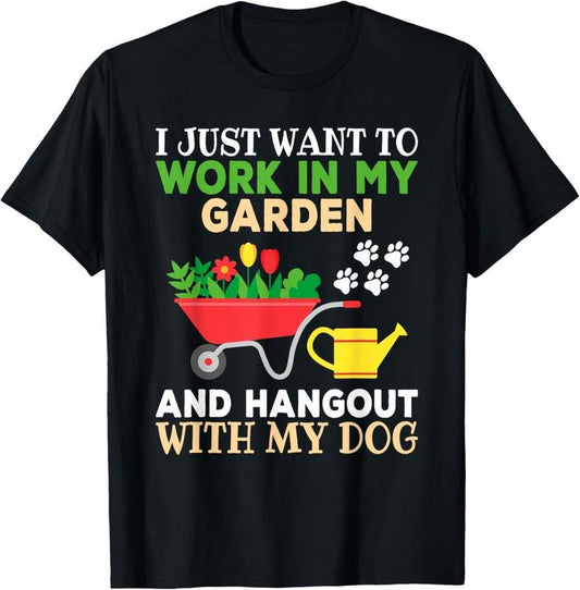 100% Cotton Funny Gardening Dog Lover Gardener Garden Plants T-Shirt