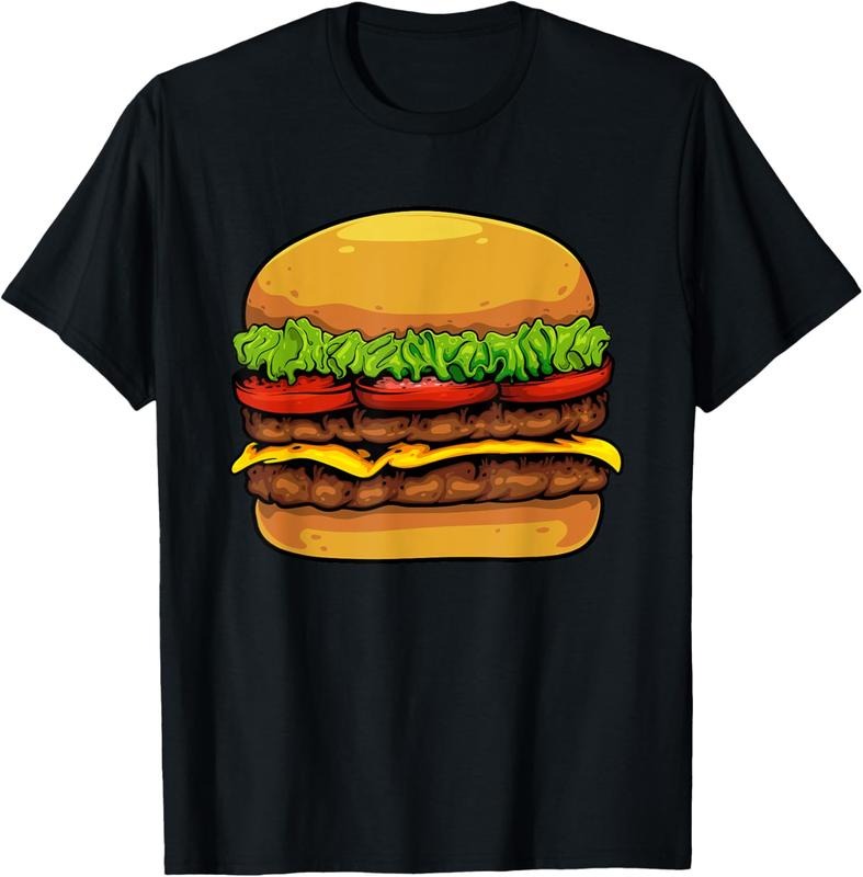 100% Cotton Funny Hamburger Art For  Men Women Cheeseburger Lover T-Shirt