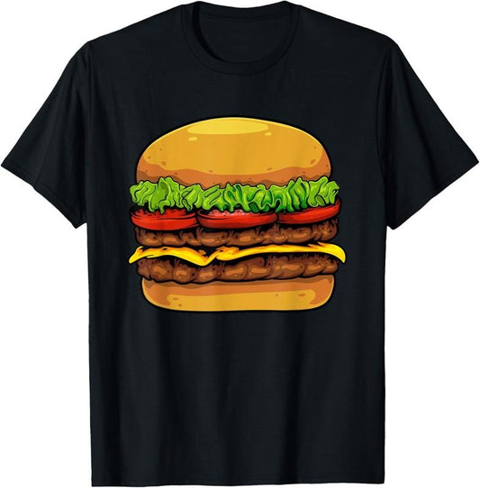 100% Cotton Funny Hamburger Art For  Men Women Cheeseburger Lover T-Shirt